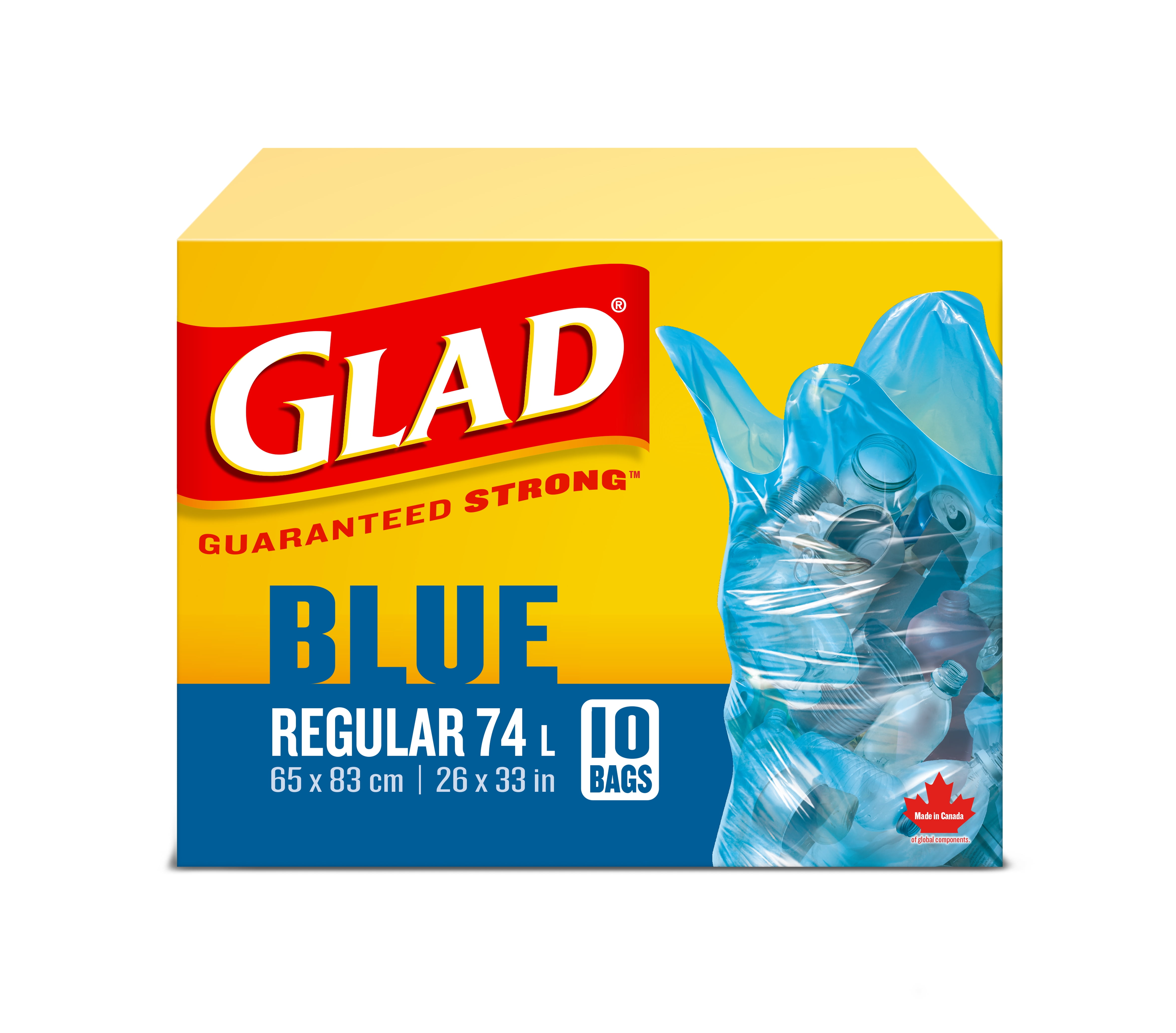 Glad Blue Recycling Bags - Regular 74 Litres - 10 Trash Bags