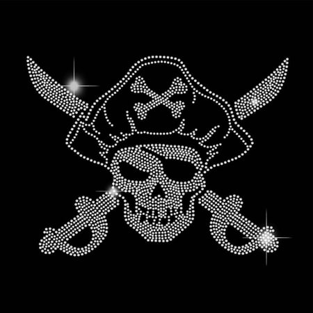 Skull Pirate Bling Iron on Rhinestone Skeleton Crystal Rhinestone Iron on Hotfix Transfer Decals Diamond Heat Transfer DIY Designs