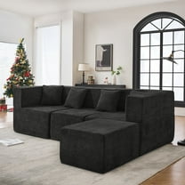 BEHOST 102.5" Black Chenille Comfy Cloud Couch, Modular Sectional Sofa for Living Room