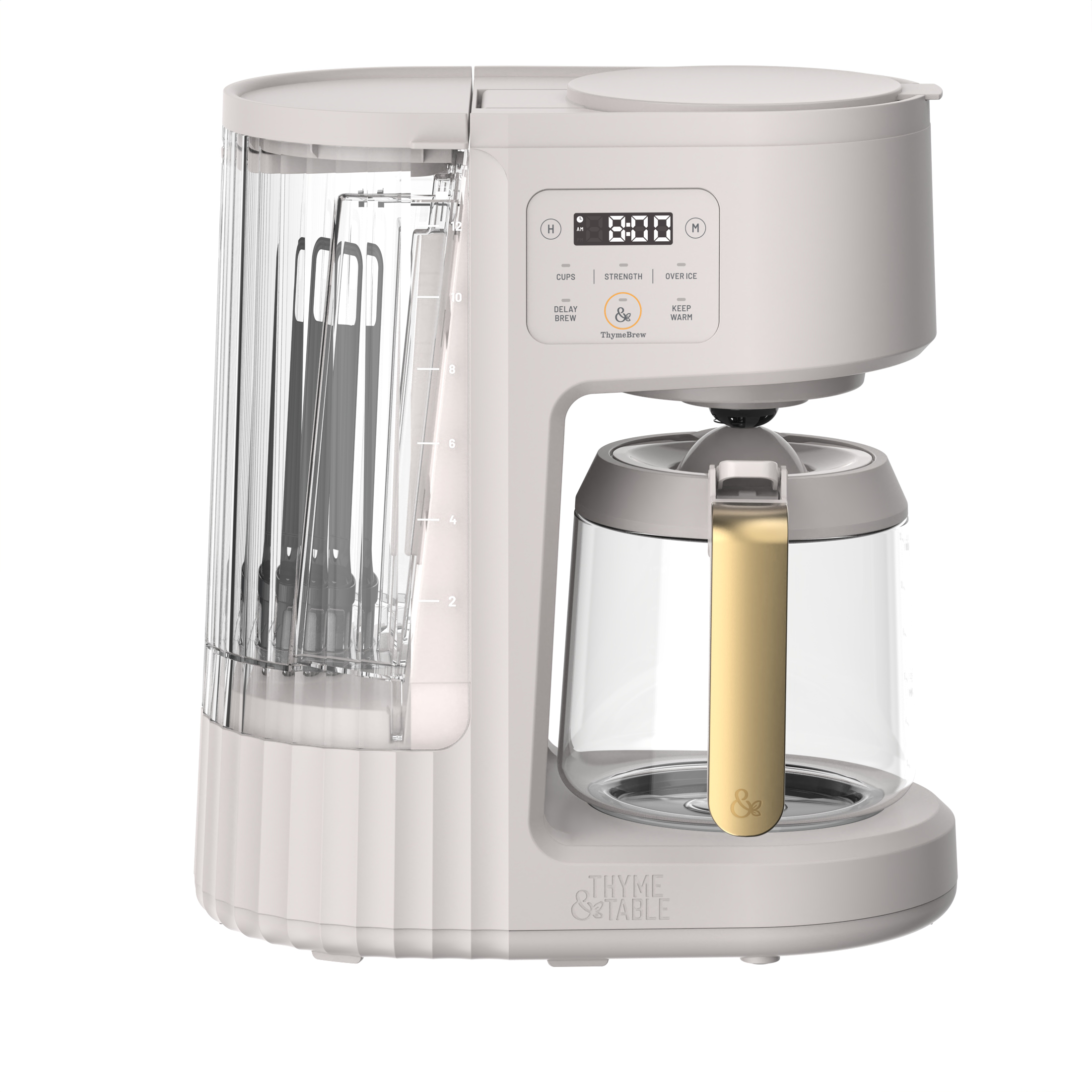Thyme & Table 12-Cup Programmable Drip Coffee Maker with 60oz Water Reservoir, 4 Brew Modes, and Warming Plate, Sand White