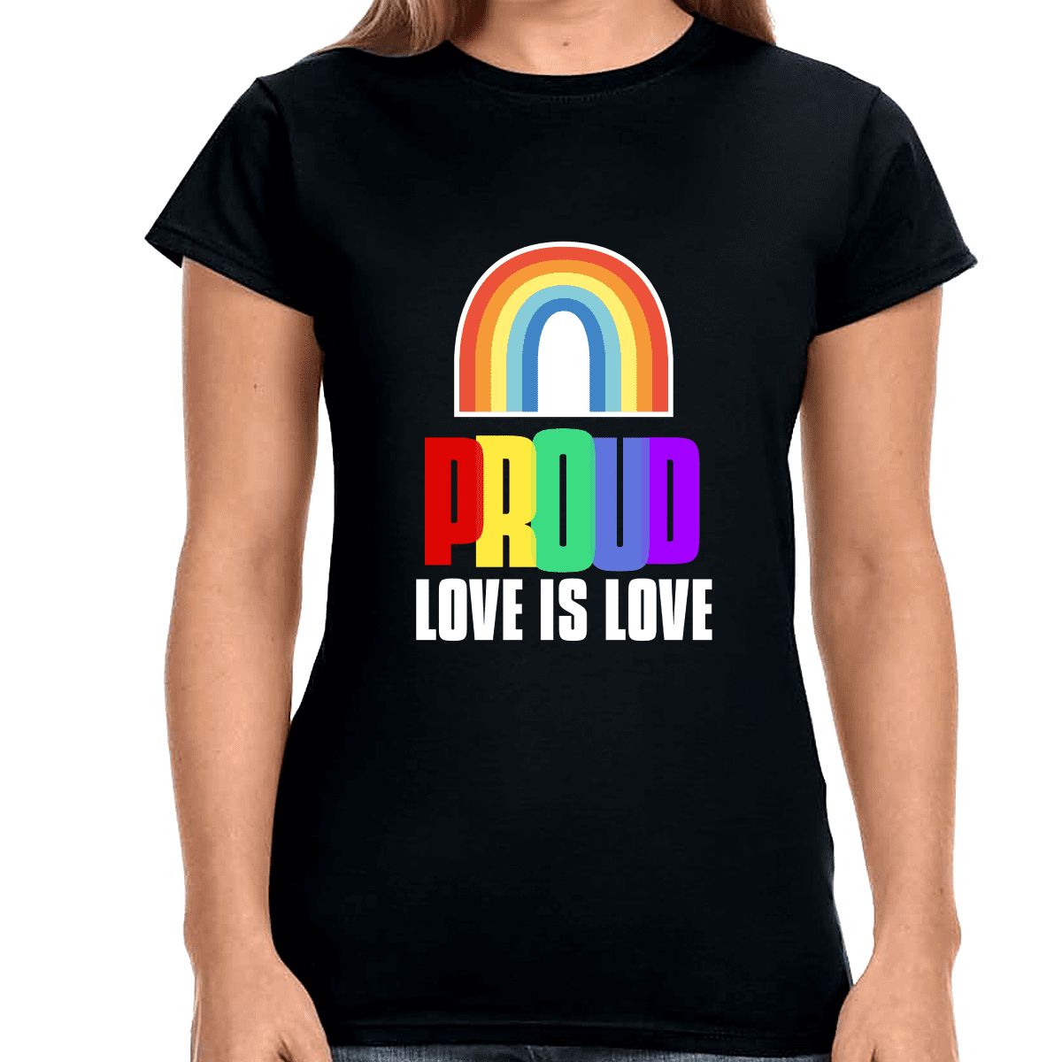 Pride Shirts For Women - Lesbian Love Is Love Rainbow Graphic Tee, LGBT Proud Top