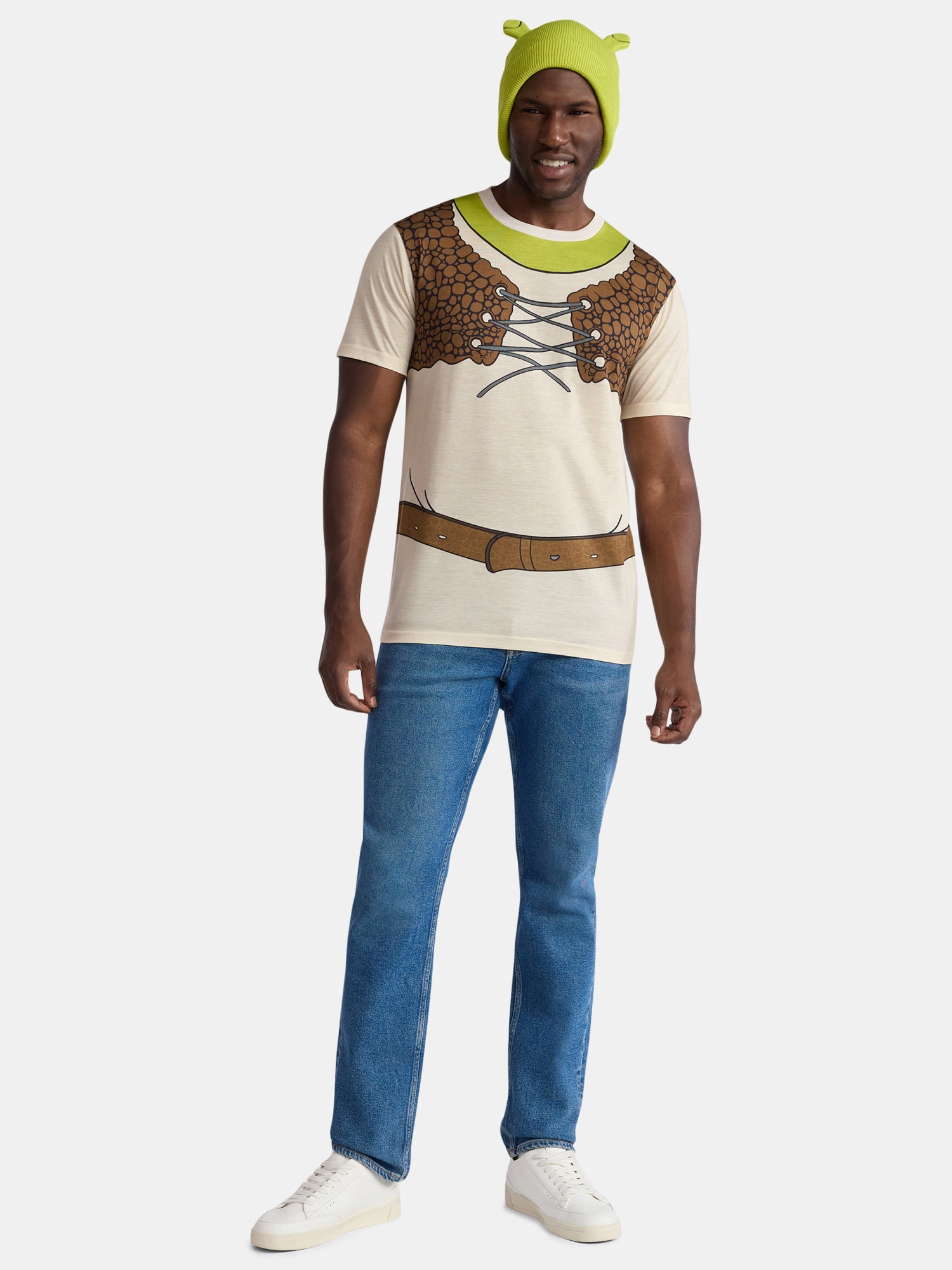 Shrek, Men's & Big Men's Graphic Halloween Cosplay T-Shirt and Matching Character Beanie, Sizes XS-3XL