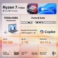 thumbnail image 5 of HP Pavilion Laptop, 15.6" FHD Touchscreen, AMD Ryzen 7 7730U, 32GB RAM, 1TB SSD, Windows 11 Pro, Silver, 5 of 8