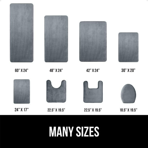 Memory Foam Bath Rugs, Soft Absorbent Velvet Bathroom Mats, Dots on Underside, Machine Washable Bathmat, Carpet Rug Room Decor for Shower Floor, 60x24 Mat, Graphite Gray