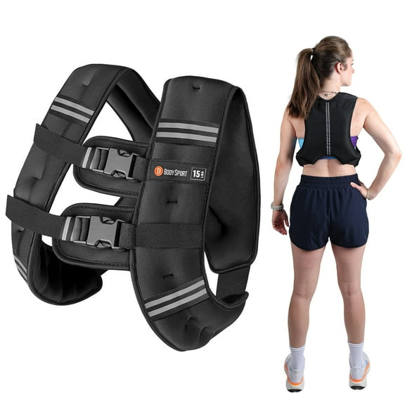 Body Sport Weighted Vest, 15 lb. - Adjustable Fitness Vest for Strength Training, Running, Walking, and Endurance Workouts