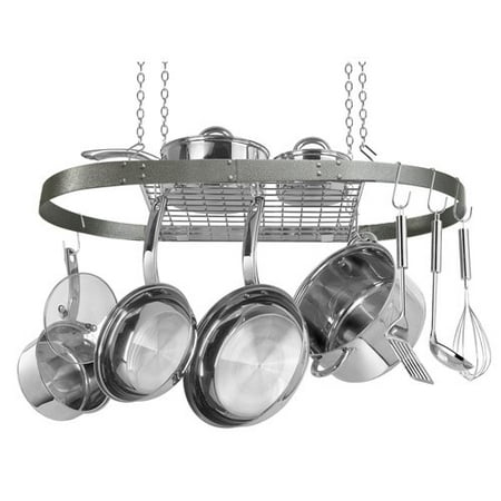 Low Ceiling Oval Pot Rack - Range Kleen Pot Rack, Oval, Grey Hammered