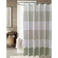 thumbnail image 4 of Serafina Home Nautical Striped Sage Green and White Fabric Shower Curtain: 100% Cotton Luxury Hotel with Detailed Decorative Weave for Bathroom 70" x 72, 4 of 4