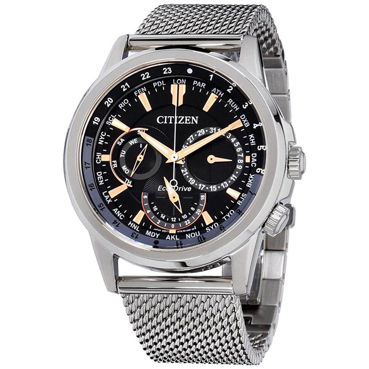 Citizen Men's Calendrier World Time Black Dial Watch BU2020-70E