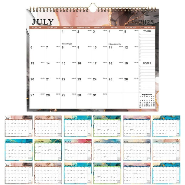 Calendario de pared 2025-26, calendario de planificación anual de papel grueso con múltiples días festivos para planificación y organización.