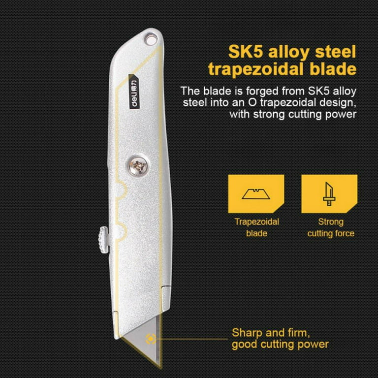 Inwell Utility Knife Heavy Duty, 40 Degree Angle Patented Design, Includes  6pcs SK5 Blades, Retractable Box Cutter set, Best for Carpet Installation,  Wallpaper Application, Drywall Repair ect. 