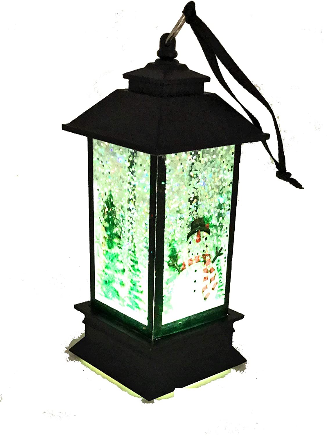 Northeast Home Goods Glitter Snow Globe LED Lantern Ornament, 7Inch