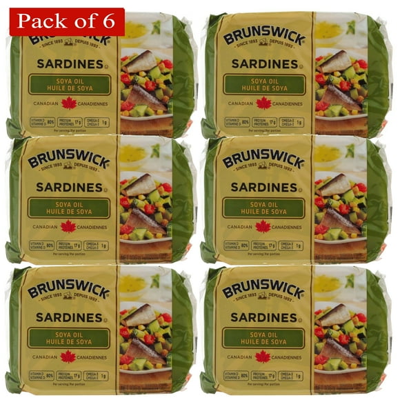 Brunswick Sardines Soya Oil 106g (Pack of 6) $7.1 ea.