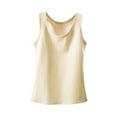 thumbnail image 2 of YHAJDS Women Fall Winter Sleepwear,Sleepwear With Built In Bra,Solid Color Crew Neck Ribbed Fleece Lined Thickened Base Layer Top, 2 of 5