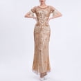 thumbnail image 1 of Uppada Robe de Soirée pour Femmes à Paillettes avec Franges et Pampilles, Col en V, Sans Manches, Bretelles Spaghetti, Robe de Cocktail, Bal de Promo, Mini Robes de Fête, Coupe Ajustée, Froncée, Extensible, Déguisement jusqu'à 65 % de Rabais, 1 of 8