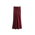 thumbnail image 3 of Women's Flowing Satin Midi Skirt, High Waist With Elastic Waistband, Female Skirts, Chic Fashion, 3 of 10