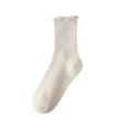 thumbnail image 1 of Calcetines Blancos con Borde en las Orejas para Mujer ENTASSER Calcetines de Longitud Media, 1 of 6