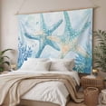 thumbnail image 3 of Teal Blue Coastal Tapestry for Bedroom Wall Hanging Tapestry, Summer Ocean Starfish Coral Ceiling Backdrop Tapestries Poster Blanket Wall Decor for Teens Room Living Room Dorm 39" x 59", 3 of 8