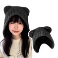 thumbnail image 2 of Luxalzxs Cute Fuzzy Bear Ear Beanie Hat for Women, Kawaii Warm Knitted Slouchy Winter Hat, Y2K Bear Ears Beanie Crochet Hat, 2 of 3