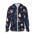 thumbnail image 2 of Uemuo Autumn Leaves With Blue Pattern Women's Full Zip UPF 50+ Sun Protection Hoodie Jacket Long Sleeve Sun Shirt Hiking Outdoor Performance with Pockets-Large, 2 of 9
