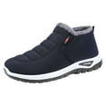thumbnail image 4 of Snow Boots for Men Seniors Dad Waterproof Lightweight Thermal Fleece Lined Anti Skid Winter Work Walking Ankle Booties Blue Size 8, 4 of 5