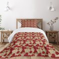thumbnail image 3 of Ambesonne Vintage Quilted Bedspread Set 2 Pcs, Romantic Red Roses, Twin Size, Red Khaki Sand Brown, 3 of 6