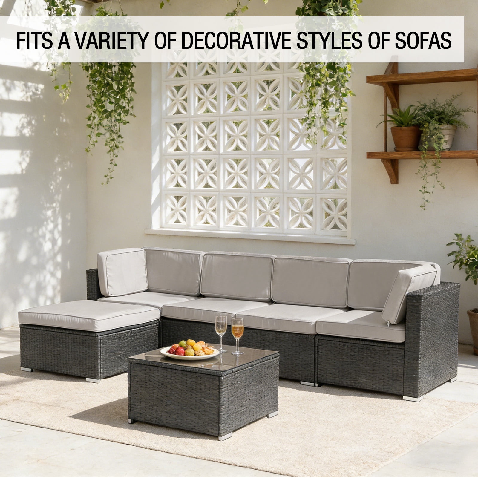 FKS LIFE Outdoor Cushions Covers Patio Sofa Washable Cushions Cover Furniture Cushion Slipcovers Sets (11 Pack)