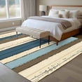 thumbnail image 5 of Beige Blue Stripes Large Area Rugs for Bedroom Living Room, Soft Non Slip Carpet Bedside Rug, Bogo Rustic Brown Farmhouse Wooden Rectangular Floor Cover Kitchen Accent Rug 8'x10' for Office, 5 of 9