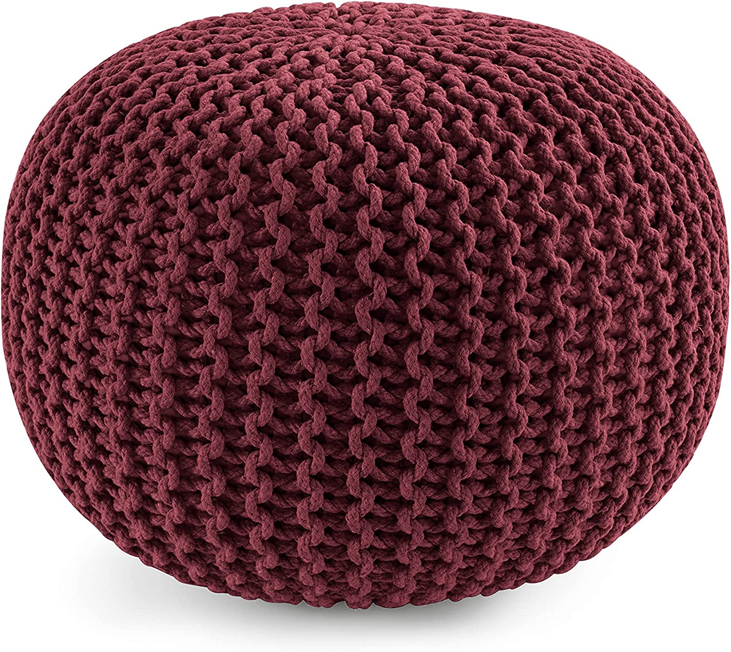 SHMAMT Pouf Ottoman Hand Knitted Ottoman Foot Rest, Large Round Pouf