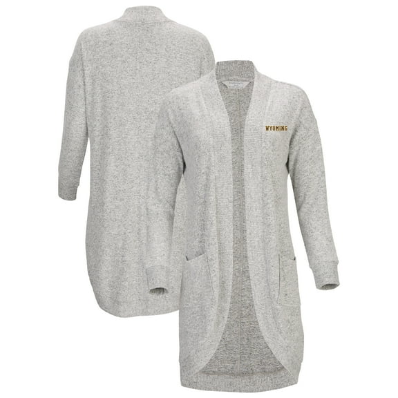 Women's Gray Wyoming Cowboys Oversized Cuddle Tri-Blend Cardigan