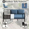 thumbnail image 3 of ASJMR 3PCS Aluminum Armrest Sofa with 2 Swivel Rocking Chairs & Glass Top Table,Outdoor Patio Furniture Conversation Set,Navy, 3 of 7
