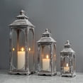 thumbnail image 3 of JHY DESIGN Vintage Metal Candle Lanterns Decorative Outdoor Lantern, Set of 3 (Grey), 3 of 12