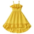 thumbnail image 1 of adviicd Robe Formelle pour Filles Robes d'Été pour Filles Manches Courtes Robe Tutu de Fête pour Filles Jaune,140, 1 of 5