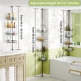 thumbnail image 2 of Corner Shower Caddy Tension Pole Adjustable 30.6-127.2 Inch, 4-Tier Rustproof Shower Organizer Shelf Rack, No-Drill Installation Bathroom Storage Shower Caddy Corner Pole, Black, 2 of 8