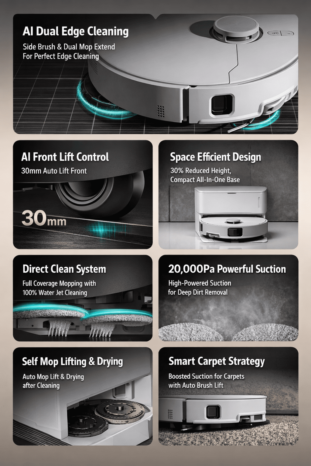 EVERYBOT Q11 AI All-in-One Robot Vacuum and Mop with Self-Emptying Dock, Smart Mapping
