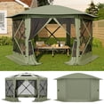 thumbnail image 1 of 13ft Hexagonal Pop-Up Gazebo with Mosquito Netting, 210D Polyester Canopy Tent for Patio, Backyard & Parties, 1 of 5