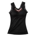 thumbnail image 2 of Thermal Tank Top Women Plus Size Loose Fleece Lined Undershirt V Neck Lace Camisole Tops Warm Base Layer Underwear Cami Vest Black Free Size, 2 of 7