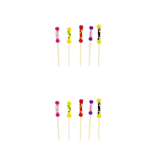 Billuyoard 100 Uds. Pinchos desechables creativos, palitos de bambú para aperitivos, cócteles, ensaladas, palillos de , comida, sándwich, 12cmCuentas de cinco colores 2Conjunto