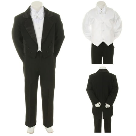 

Black Wedding Formal Tuxedo Tail Suit 4 Baby Toddler & Boy S M L XL 2T 3T 4T-20