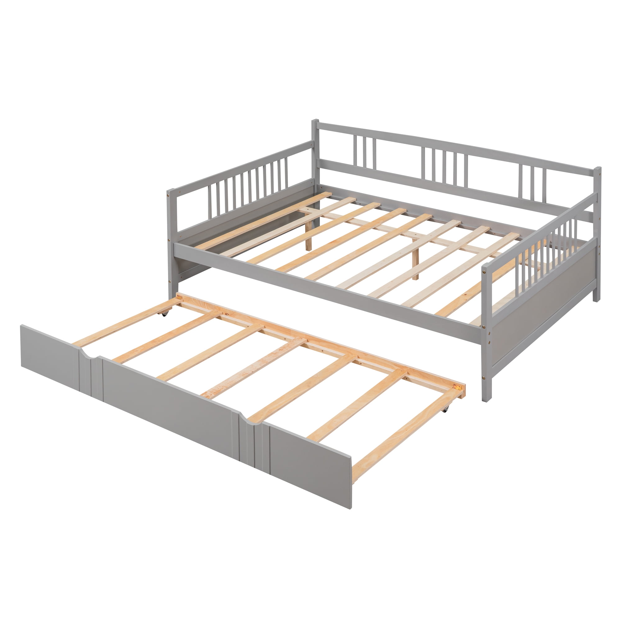 Sailvan Full Size Daybed Wood Bed with Twin Size Trundle
