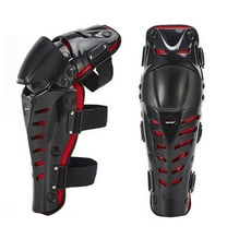 1 Pair of Adults Fashion Knee Shin Armor Protect Guard Pads Accessories with Plastic Cement Hook for Motorcycle (Black&Red)