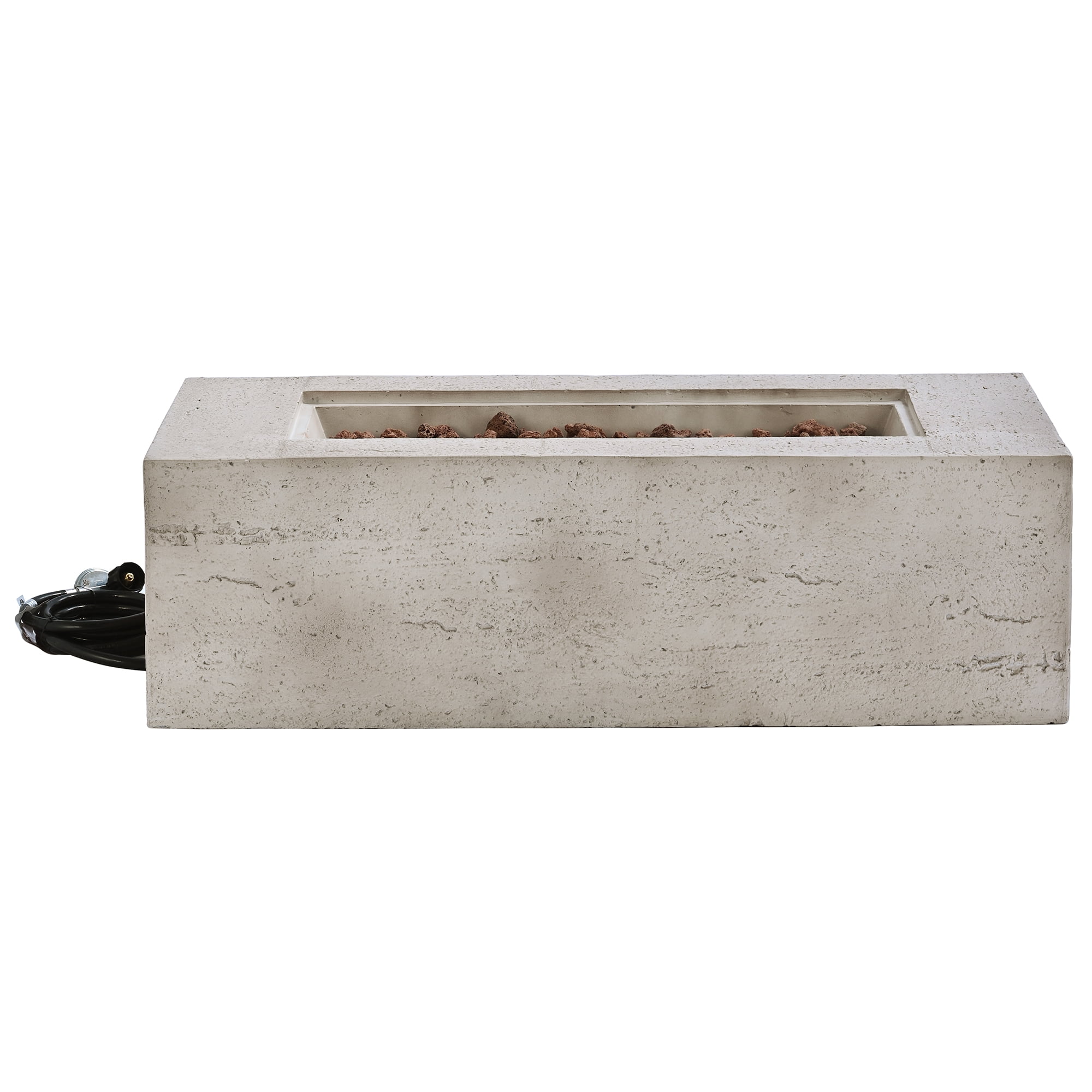 Harper & Bright Designs Outdoor Rectangular Propane Fire Pit 40000 BTU, 41.9''MGO Patio Heater with Stainless Steel Burner and Free Lava Rocks, Waterproof Cover for Courtyard, Beige+Grey