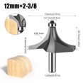 thumbnail image 2 of 1 Pce 12mm Tige Coin Arrondi pour Routeur avec Roulement Coupeur de Tungstène Outils de Menuiserie, Excellente Application Multi-Usage, 2 of 4