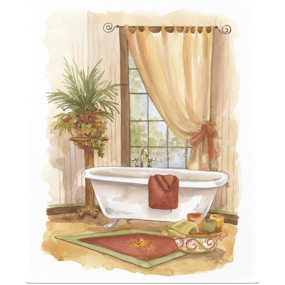 Great BIG Canvas | Rolled Jerianne Van Dijk Poster Print entitled Watercolor Bath in Spice II