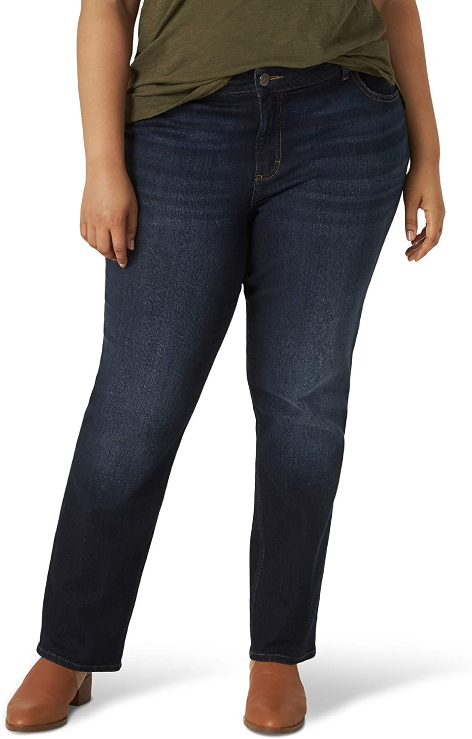 Lee Womens Petite Instantly Slims Classic Relaxed Fit Monroe Straight Leg  Jean 24 Plus Long Nightshade - Walmart.com