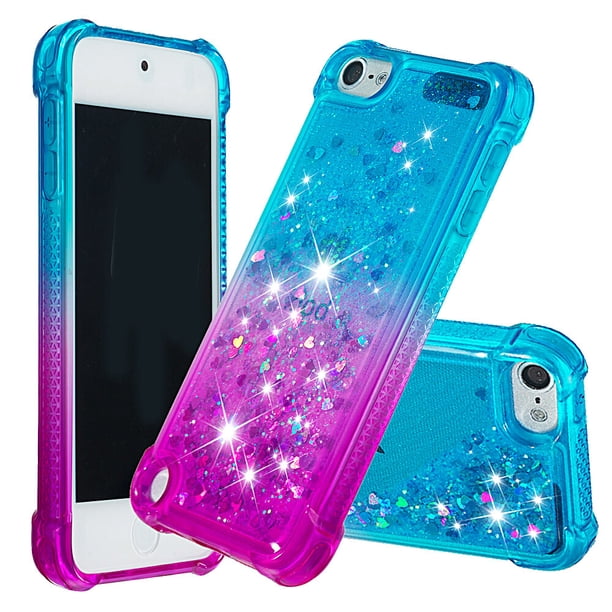 Funda para iPod Touch 7/6/5 Transparente con Brillos Carcasa Protectora Antigolpes con Glitter Brillante