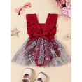 thumbnail image 3 of Diconna Robe Barboteuse pour Bébés Filles, Sans Manches Col Carré Étoiles Paillettes Tulle Patchwork Justaucorps Vêtements d'Été, 3 of 9
