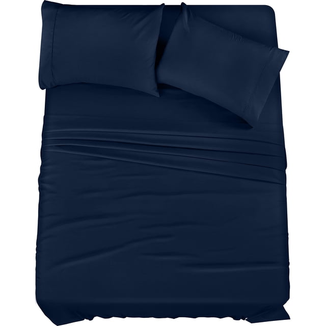 Juego de sábanas Utopia Bedding King de microfibra cepillada, color azul marino