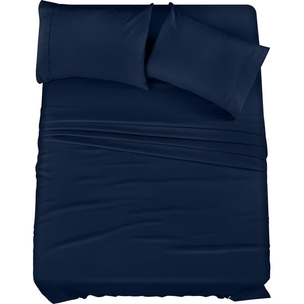 Juego de sábanas Utopia Bedding King de microfibra cepillada, color azul marino