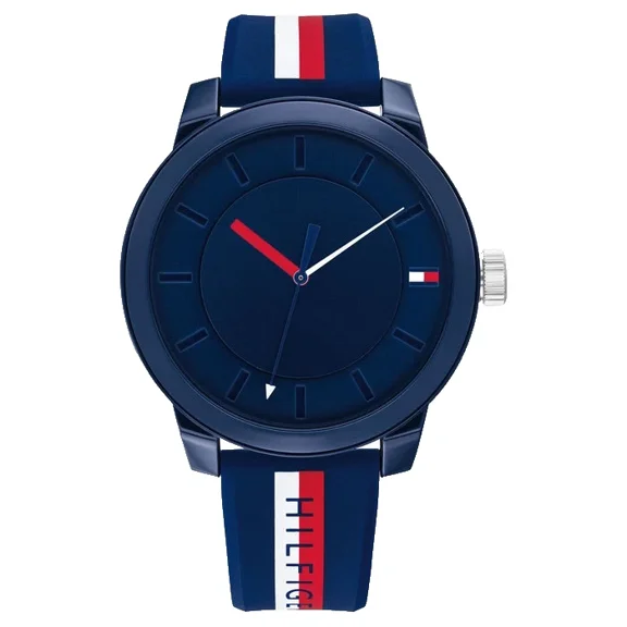 Tommy Hilfiger Denim 1791746 Blue Dial Multicolor Silicone Strap 44mm Mens Watch