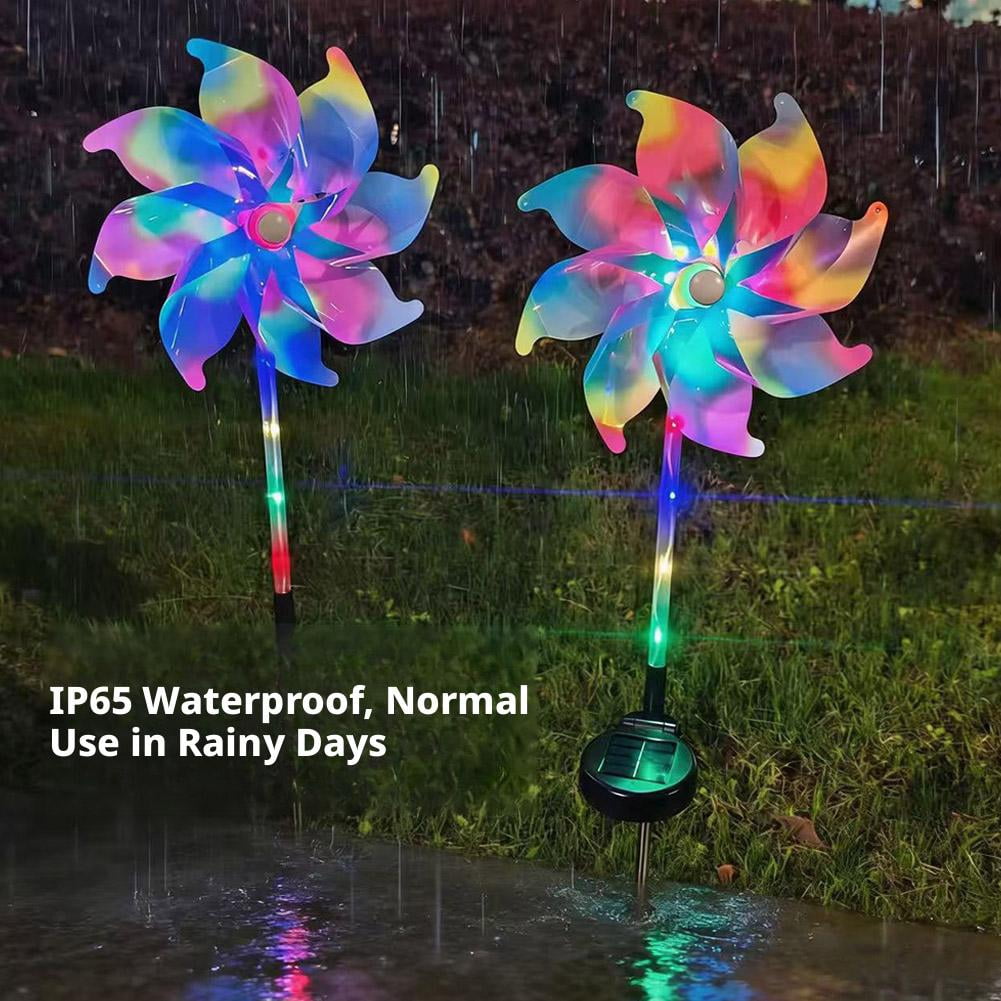Solar Wind Spinner for Yard and Garden, 31 Inch Large Metal Wind Sculptures with 4-Tier Blades and LED Light, 360 Rotating Outdoor Decor for Patio Lawn Art